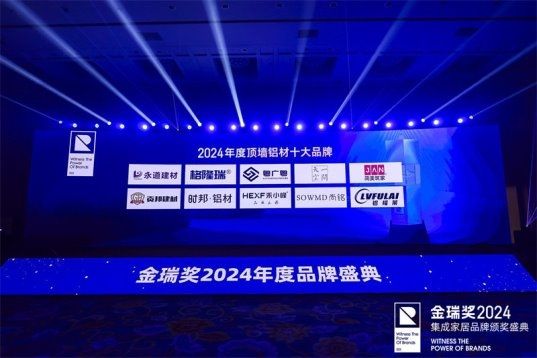 金瑞奖2024‘顶墙铝材十大品牌’获奖证书