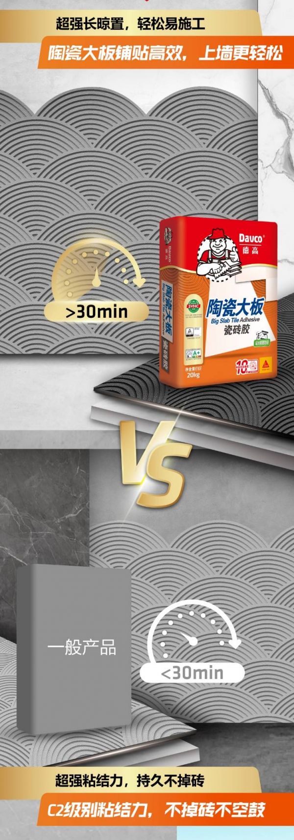 德高陶瓷大板瓷砖胶展示图