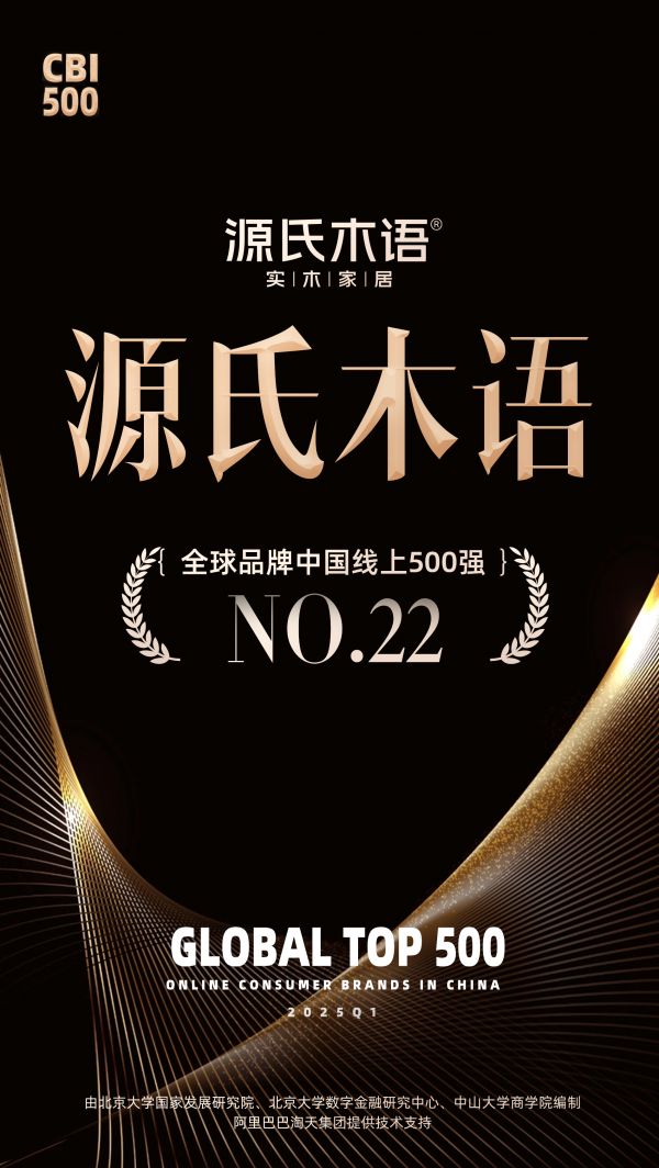 中国线上消费品牌指数发布，源氏木语荣登第22位