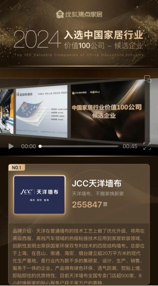 天洋墙布获奖图