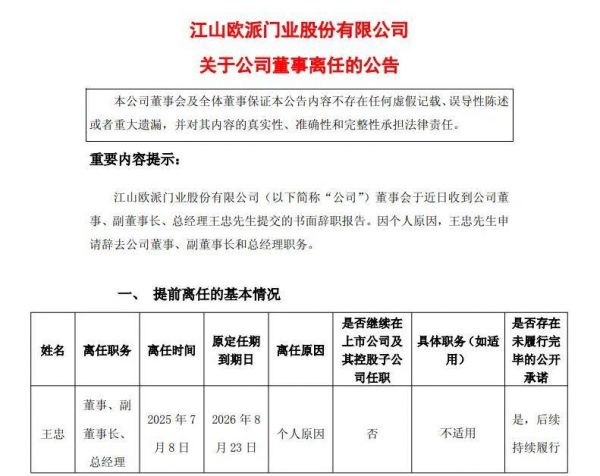 江山欧派高管变动图片