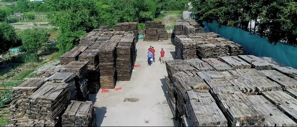 古森超万吨级红木堆料区，严选好料