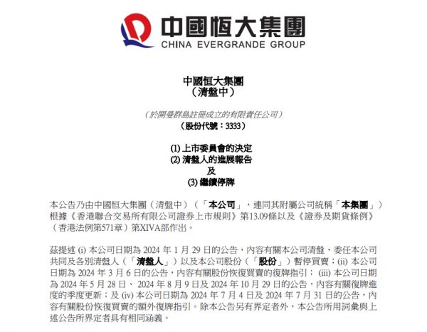 恒大退市相关图片