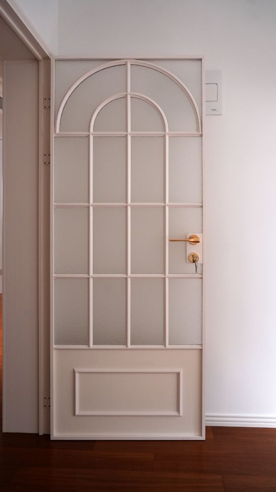 ZMKM White Oil Sand Glass Retro Door