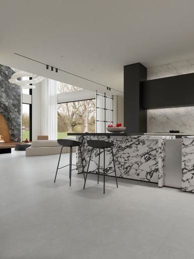 Tile in Open Kitchen and Dining Area