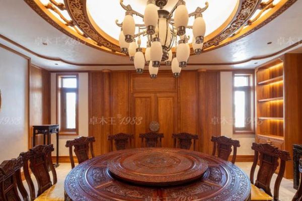 Zhuomu Wang Redwood Furniture Dining Room Case: Wood Tone and Grand Banquet