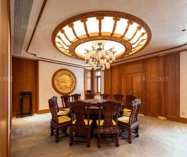 Zhuomu Wang Redwood Furniture Dining Room Case: Wood Tone and Grand Banquet