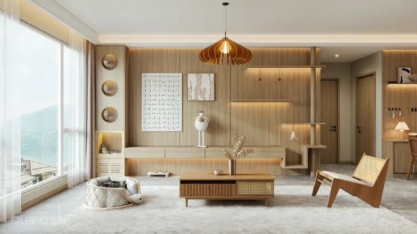 电视柜嵌入猫爬架与休息舱设计