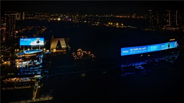 Haier Three Basin Washing Machine on a large electronic screen