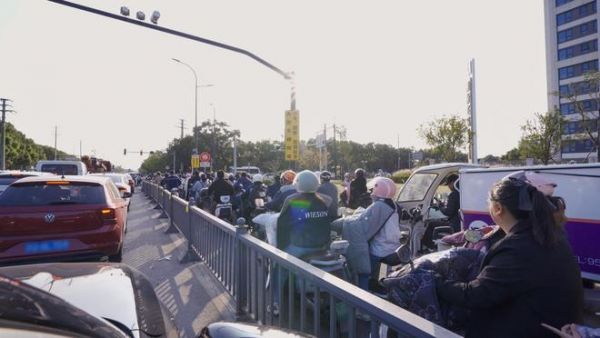 Morning Rush Hour Traffic in Shanghai