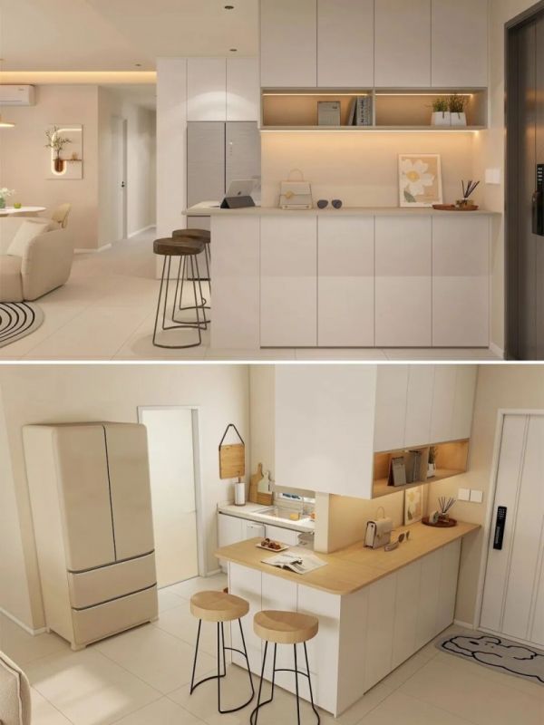 玄关柜与吧台一体式设计