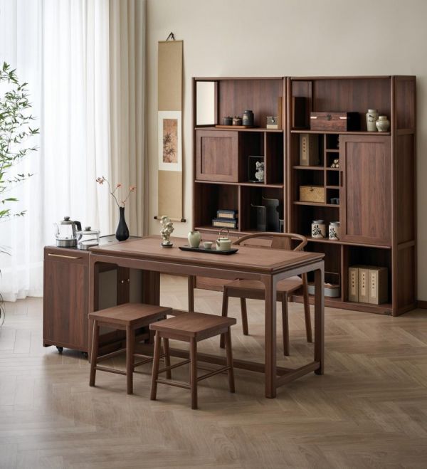 胡桃木纹茶桌柜