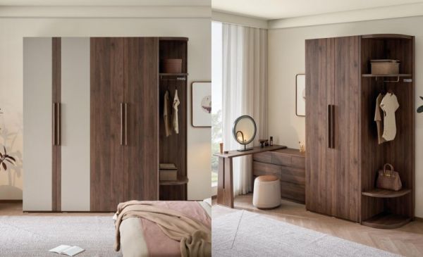 胡桃木纹组合衣柜