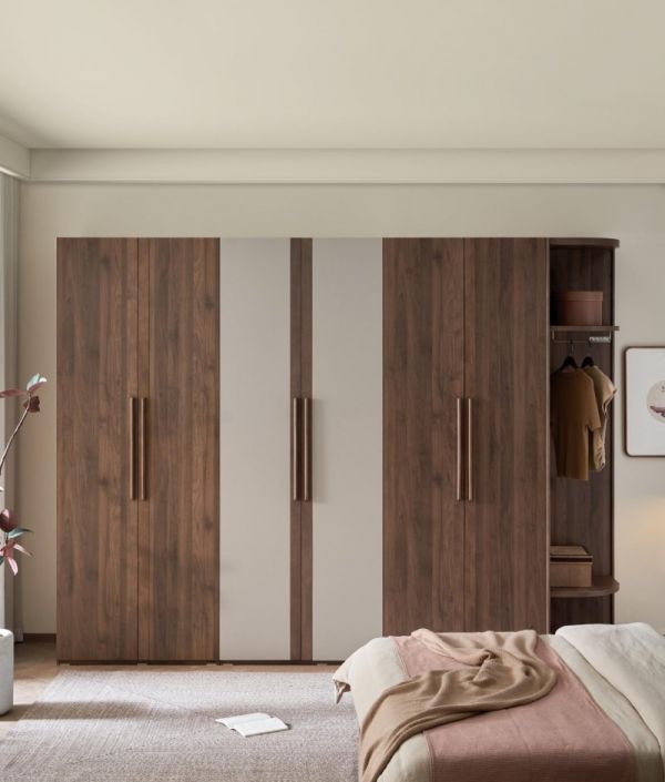 胡桃木纹组合衣柜